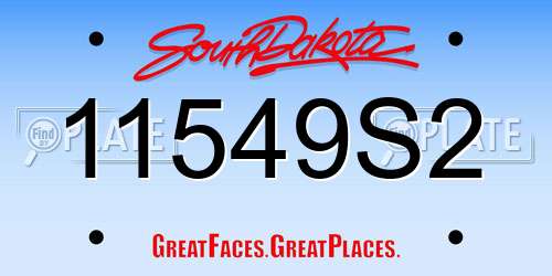 11549S2 South Dakota License Plate