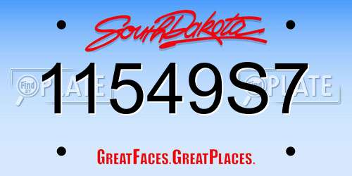11549S7 South Dakota License Plate