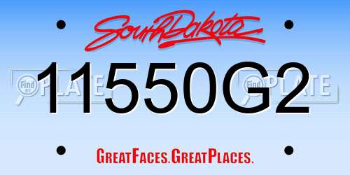 11550G2 South Dakota License Plate