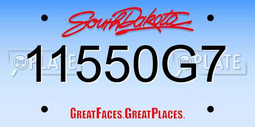 11550G7 South Dakota License Plate