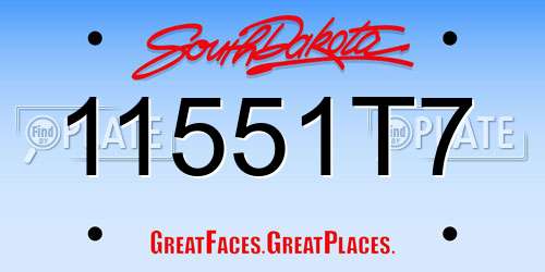 11551T7 South Dakota License Plate