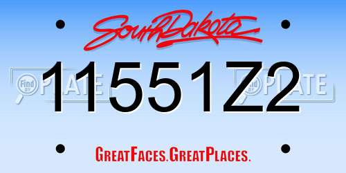 11551Z2 South Dakota License Plate