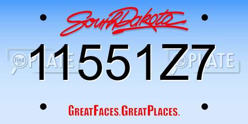 11551Z7 South Dakota License Plate