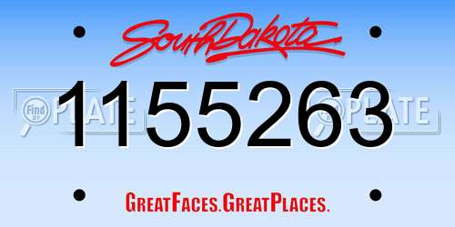 1155263 South Dakota License Plate