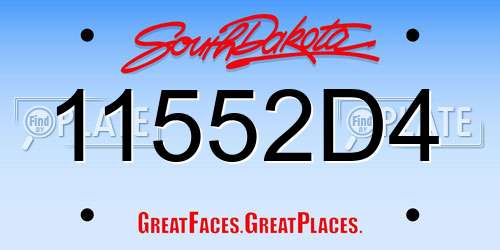 11552D4 South Dakota License Plate