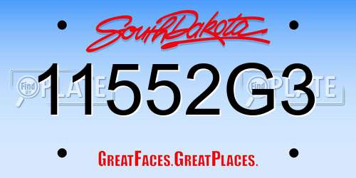 11552G3 South Dakota License Plate