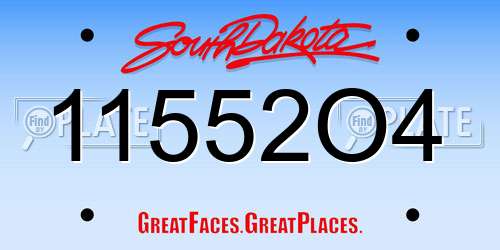 11552O4 South Dakota License Plate