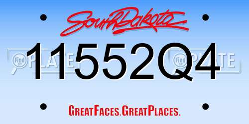11552Q4 South Dakota License Plate
