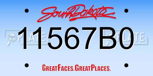 11567B0 South Dakota License Plate