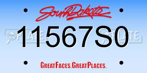 11567S0 South Dakota License Plate