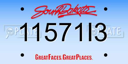 11571I3 South Dakota License Plate