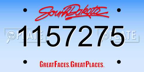 1157275 South Dakota License Plate