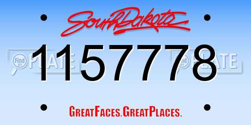 1157778 South Dakota License Plate