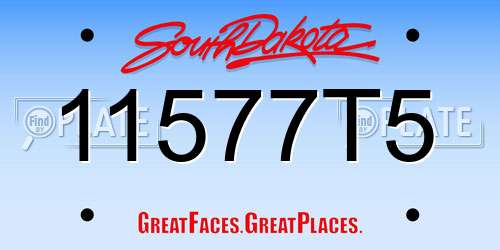 11577T5 South Dakota License Plate