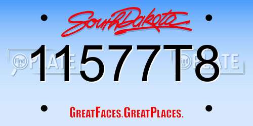 11577T8 South Dakota License Plate