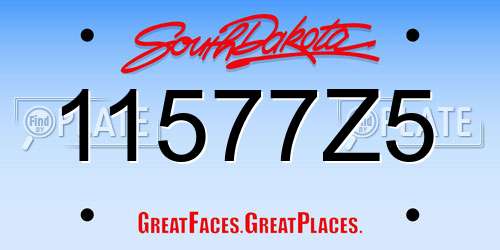 11577Z5 South Dakota License Plate