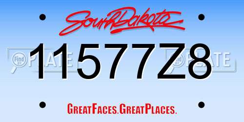 11577Z8 South Dakota License Plate