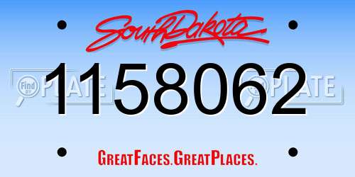 1158062 South Dakota License Plate