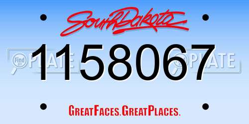 1158067 South Dakota License Plate