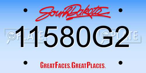 11580G2 South Dakota License Plate