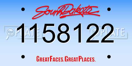 1158122 South Dakota License Plate