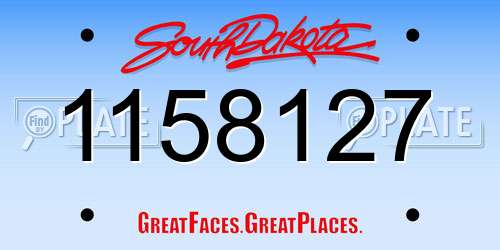 1158127 South Dakota License Plate