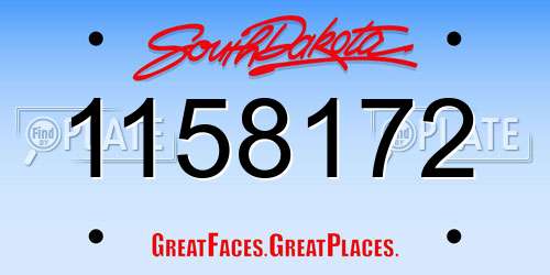 1158172 South Dakota License Plate