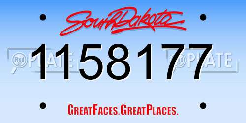 1158177 South Dakota License Plate