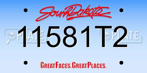 11581T2 South Dakota License Plate