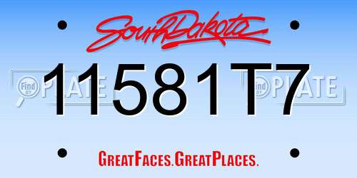 11581T7 South Dakota License Plate