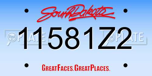 11581Z2 South Dakota License Plate