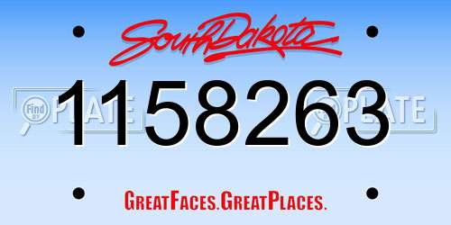 1158263 South Dakota License Plate