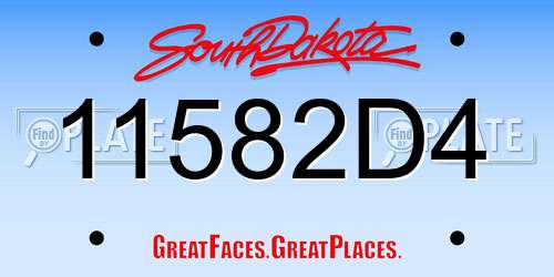 11582D4 South Dakota License Plate