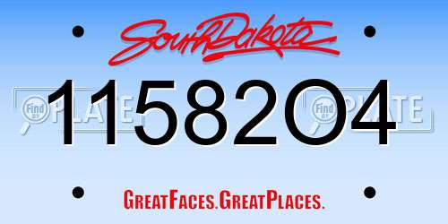 11582O4 South Dakota License Plate