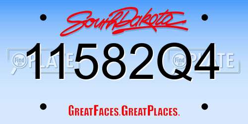 11582Q4 South Dakota License Plate