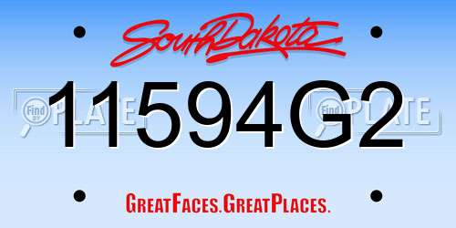 11594G2 South Dakota License Plate