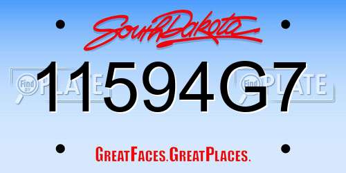 11594G7 South Dakota License Plate