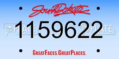 1159622 South Dakota License Plate