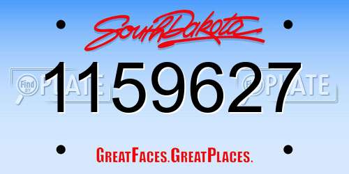 1159627 South Dakota License Plate