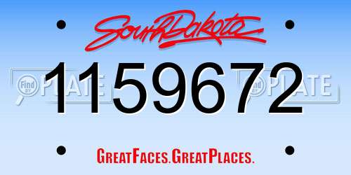 1159672 South Dakota License Plate