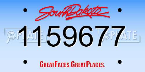 1159677 South Dakota License Plate