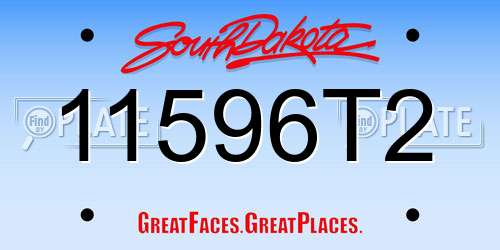 11596T2 South Dakota License Plate