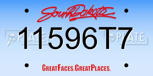 11596T7 South Dakota License Plate