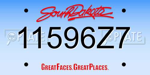 11596Z7 South Dakota License Plate