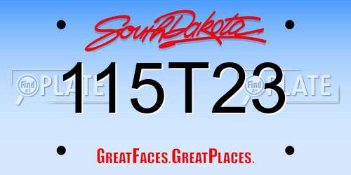 115T23 South Dakota License Plate
