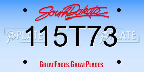 115T73 South Dakota License Plate