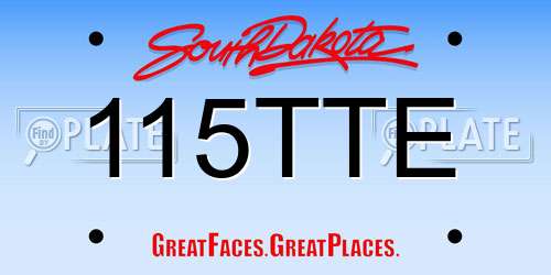 115TTE South Dakota License Plate