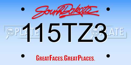 115TZ3 South Dakota License Plate