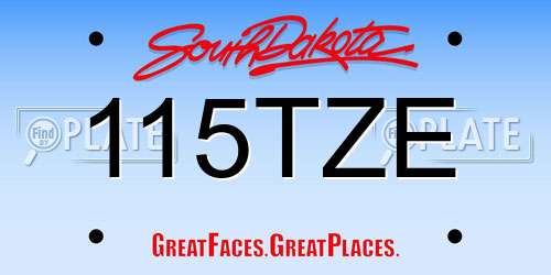 115TZE South Dakota License Plate