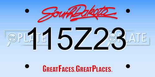 115Z23 South Dakota License Plate